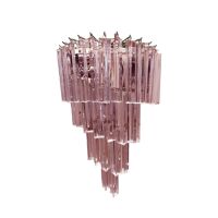 Pink triedro murano glass twister wall sconce