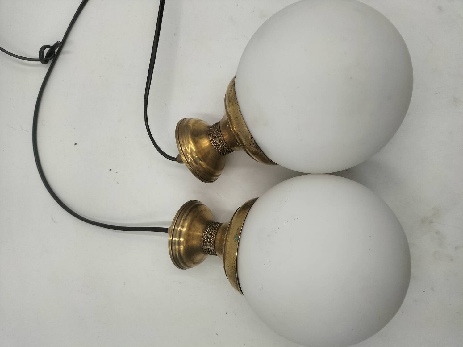 Brass and glass pendant lights