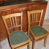 1950s table with 2 extensions and 6 bistro-style chairs