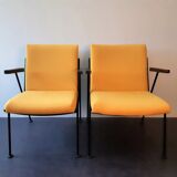 2 yellow 'Oase' lounge chairs with armrests by Wim Rietveld for Ahrend de Circel