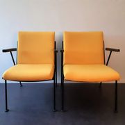 2 yellow 'Oase' lounge chairs with armrests by Wim Rietveld for Ahrend de Circel
