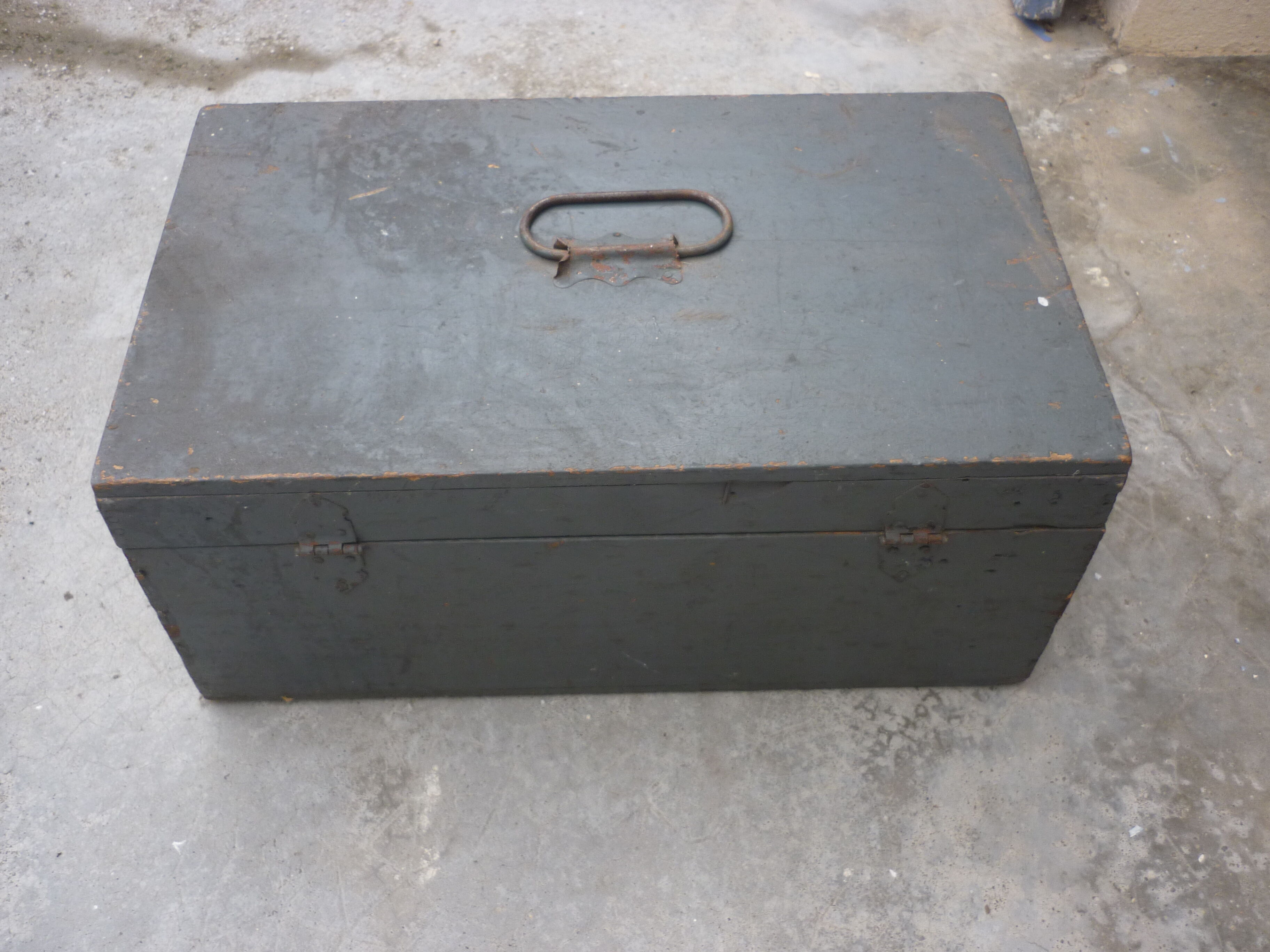 Wooden crate painted in grey