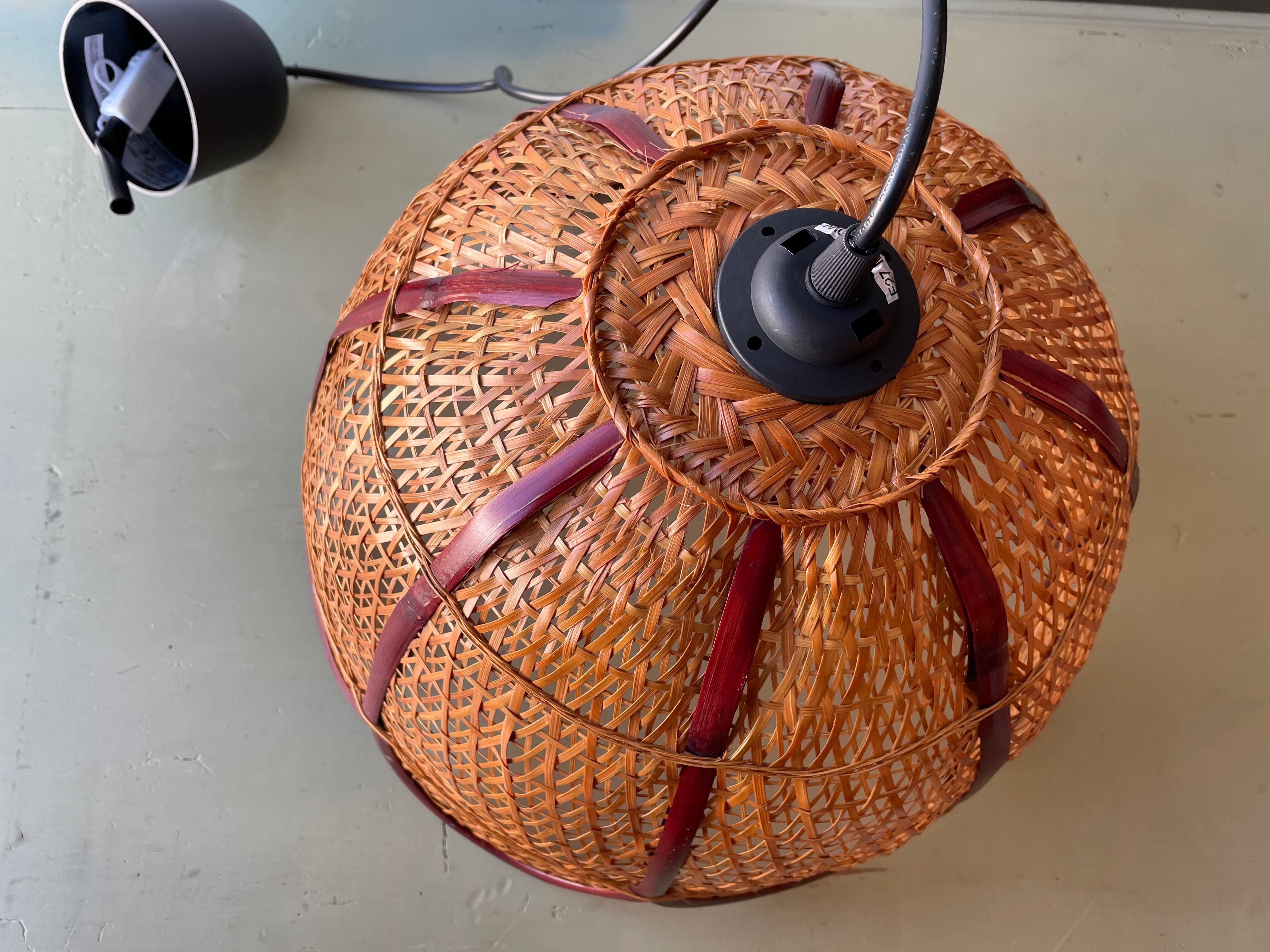 Vintage rattan flower hanging