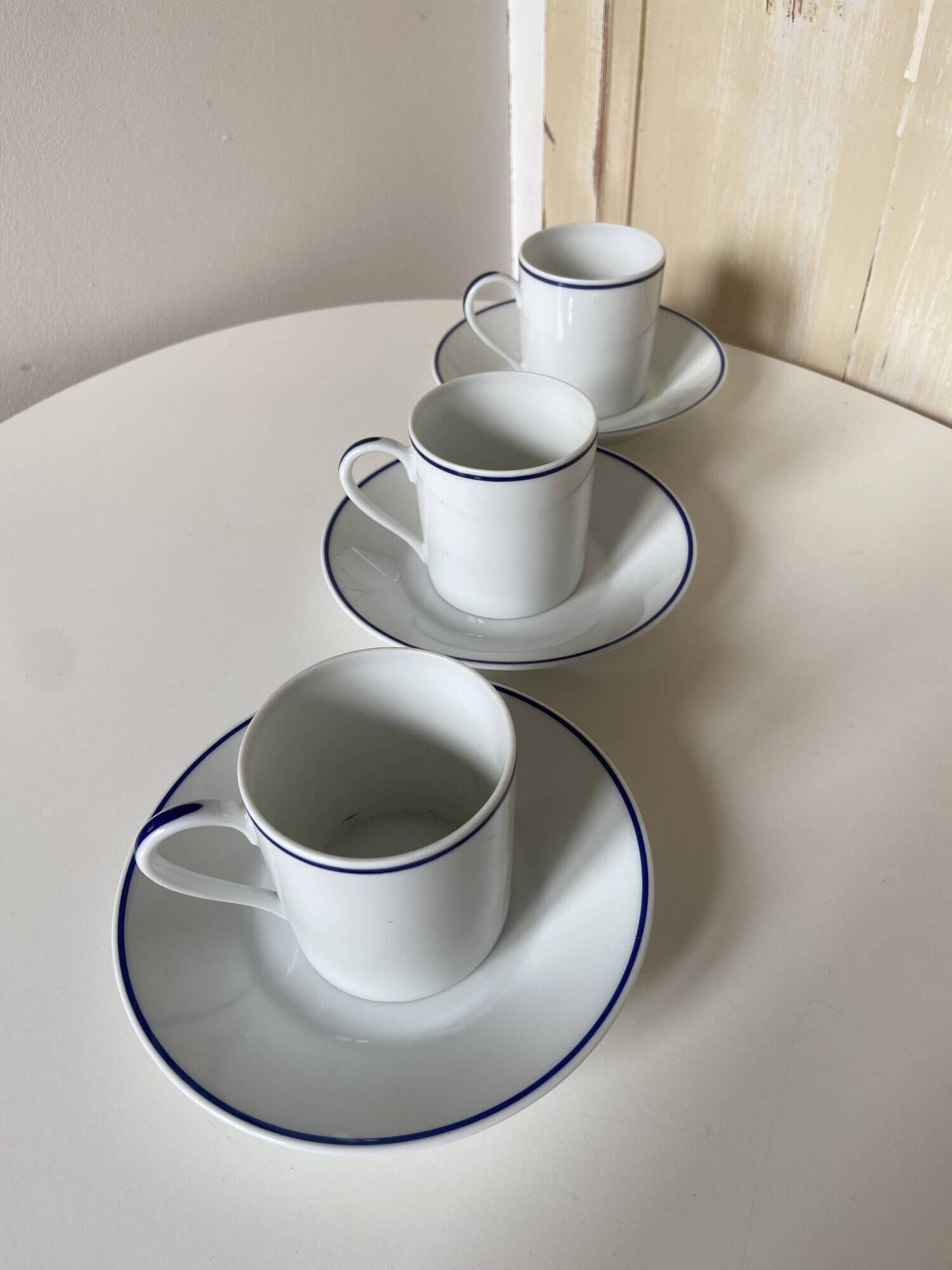 Set of 3 Jammet Seignolles coffee cups and bowls in Limoges model ROYAN