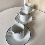 Set of 3 Jammet Seignolles coffee cups and bowls in Limoges model ROYAN