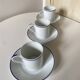 Set of 3 Jammet Seignolles coffee cups and bowls in Limoges model ROYAN
