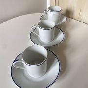 Set of 3 Jammet Seignolles coffee cups and bowls in Limoges model ROYAN