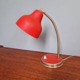 Vintage articulated desk lamp in red lacquered metal, 1950s