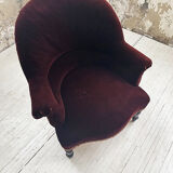 Napoleon III burgundy velvet armchair