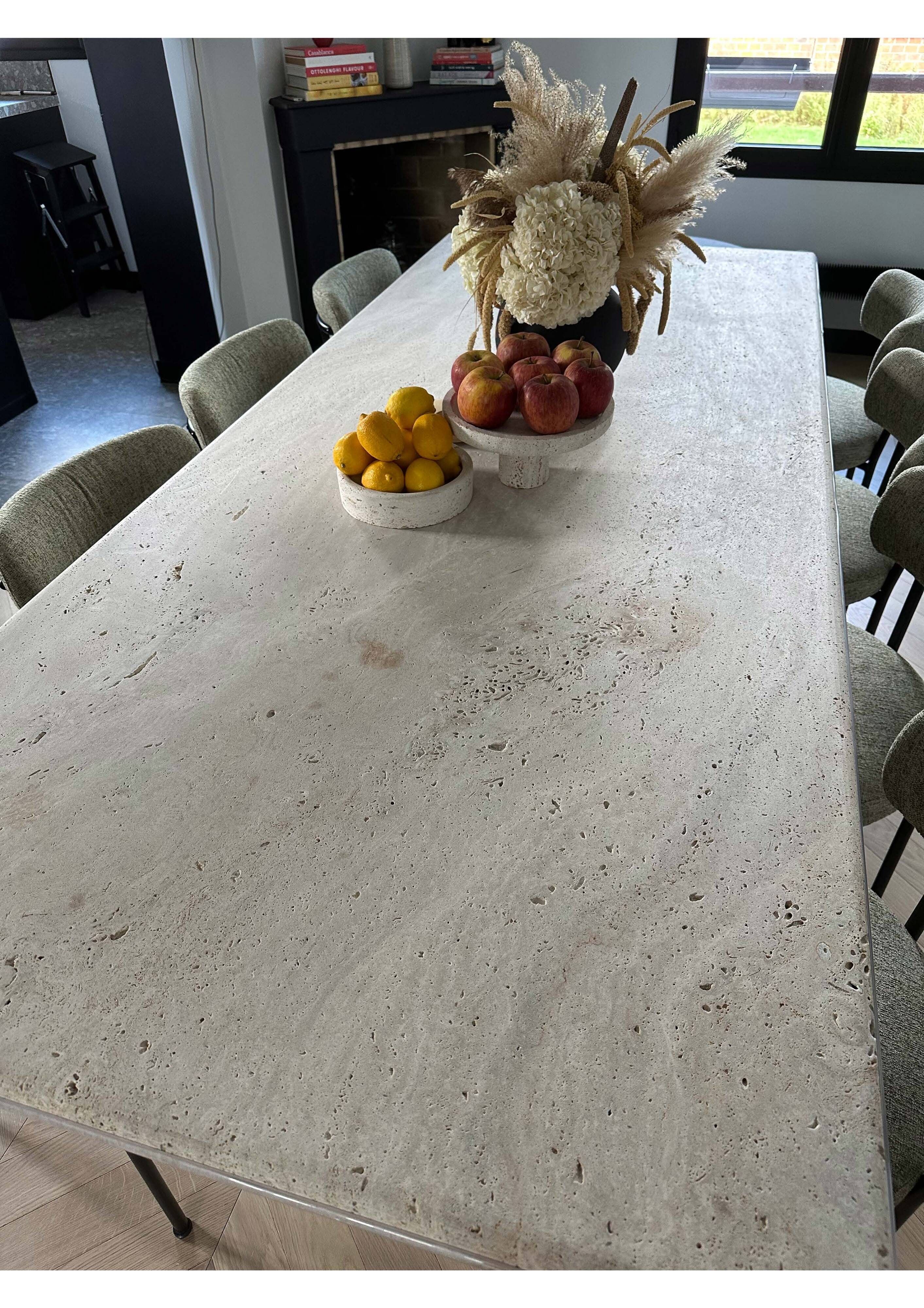 Travertine dining table
