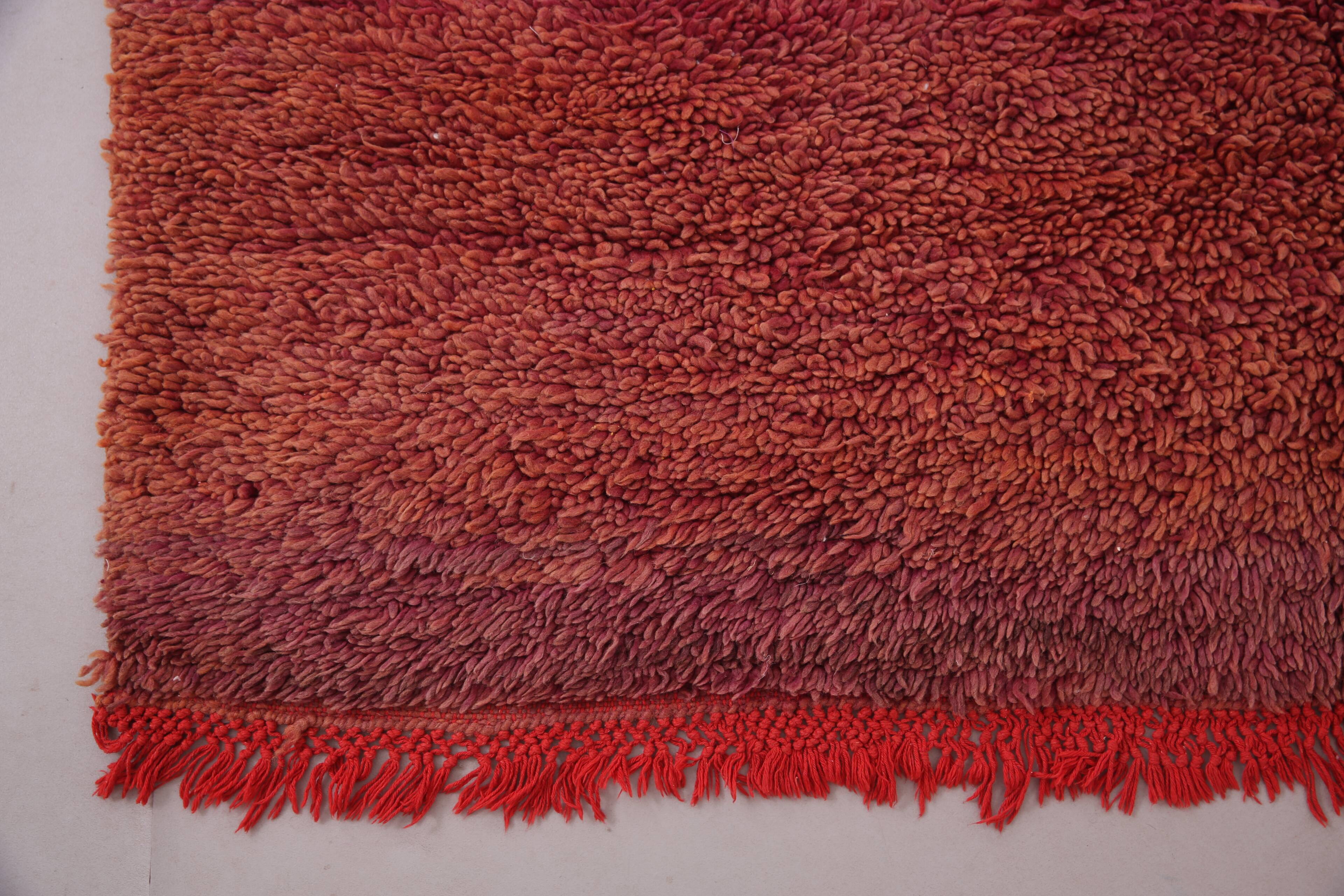 Burgundy Vintage Handmade Moroccan rug 180 x 336 cm - Berber wool Rug