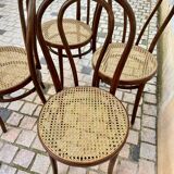 Wooden and cane bistro chairs