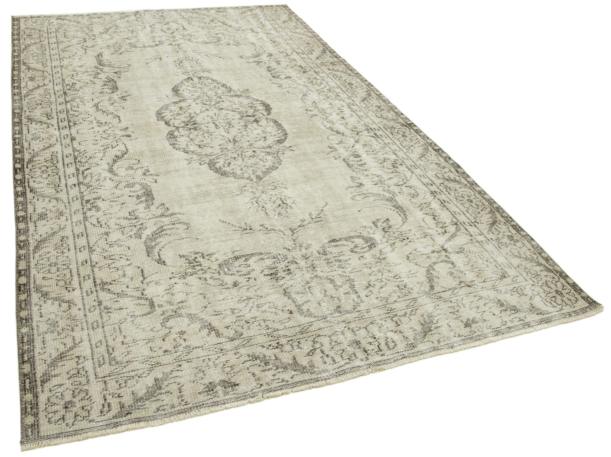 Handmade vintage oriental beige rug 169 cm x 291 cm