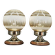 Pair of Italian Etched Glass, Chrome and Wood Table Lamps, 1950s