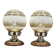 Pair of Italian Etched Glass, Chrome and Wood Table Lamps, 1950s