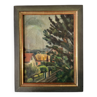 Tableau ancien paysage 1919