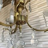 Vintage metal and crystal pendant chandelier, early 20th century.