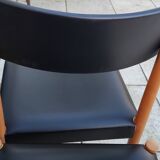 6 vintage faux leather and Scandinavian wood chairs