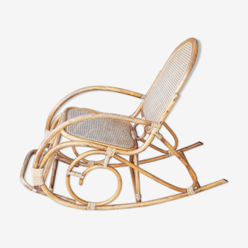 Rocking chair rotin et cannage