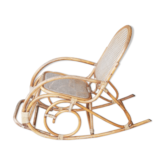 Rocking chair rotin et cannage