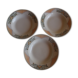 3 old plates model "Antibes" Faïence Longwy