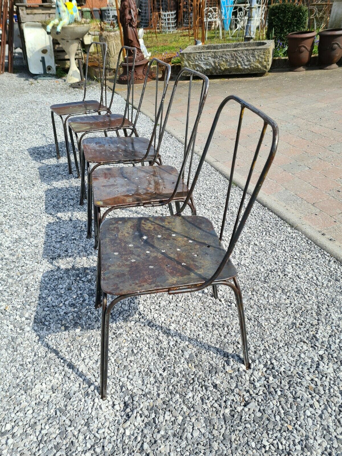 industrial iron chairs x 5