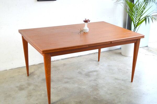 Table vintage danoise à rallonges grand modèle