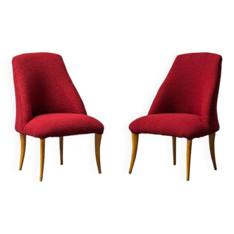 Coppia di poltrone bouclé rosso anni '60 vintage modernariato