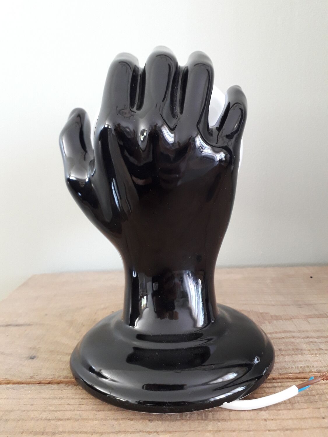 Hand and opaline globe wall light