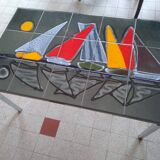 Vallauris Adri ceramic coffee table from the 60s "the sailboats"