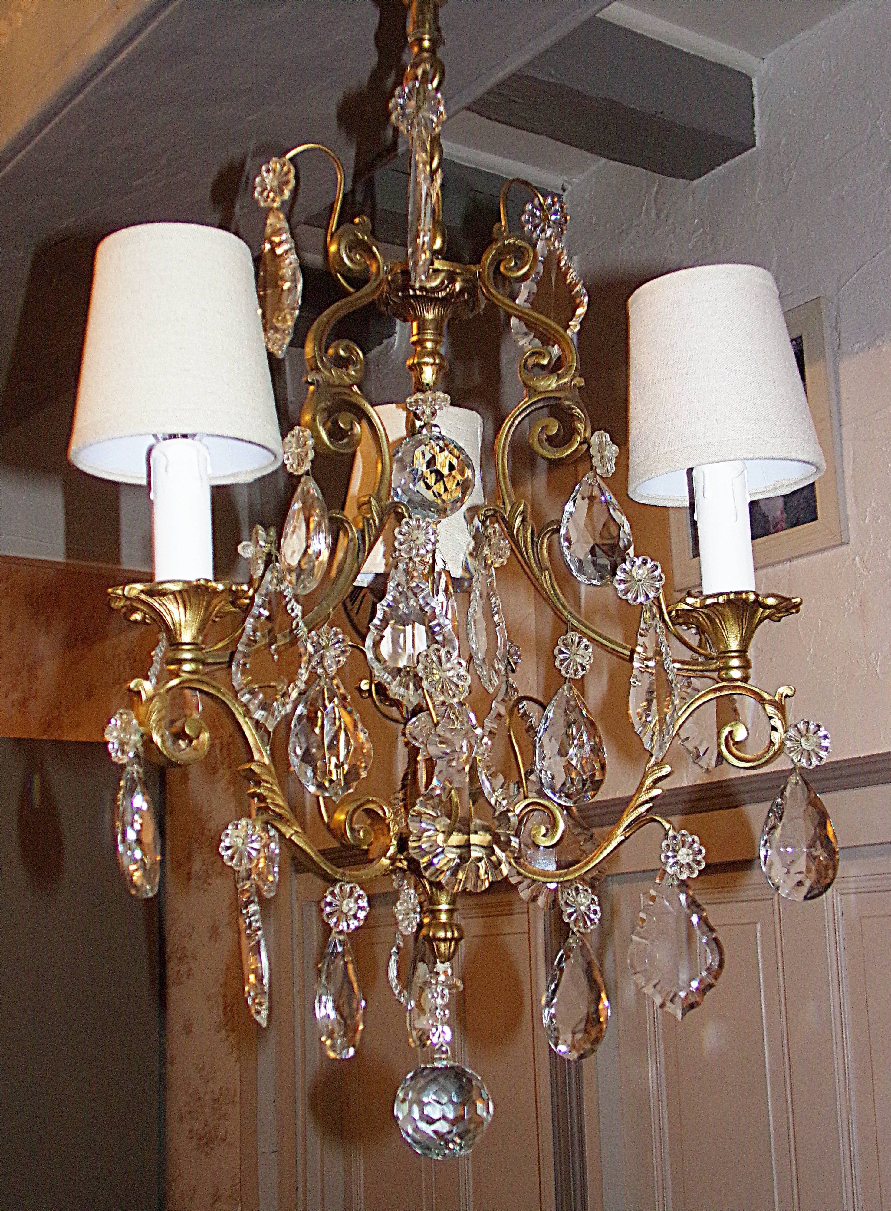 Antique Brass Chandelier with Antique Tassels and Lampshades