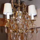 Antique Brass Chandelier with Antique Tassels and Lampshades