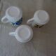 3 mugs mobil grosses fleurs Arcopal pub bleu  orange  ocre collection vintage