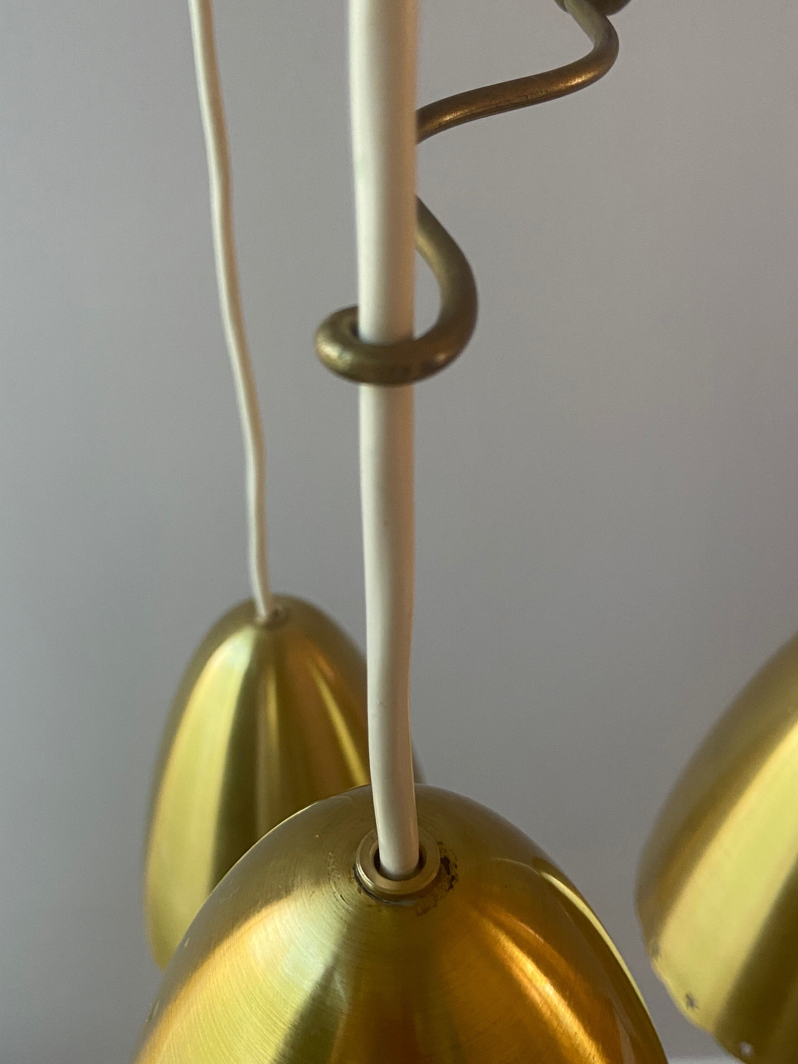 Golden bell mid-century brass pendant lamp set denmark 1960's