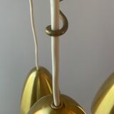 Golden bell mid-century brass pendant lamp set denmark 1960's