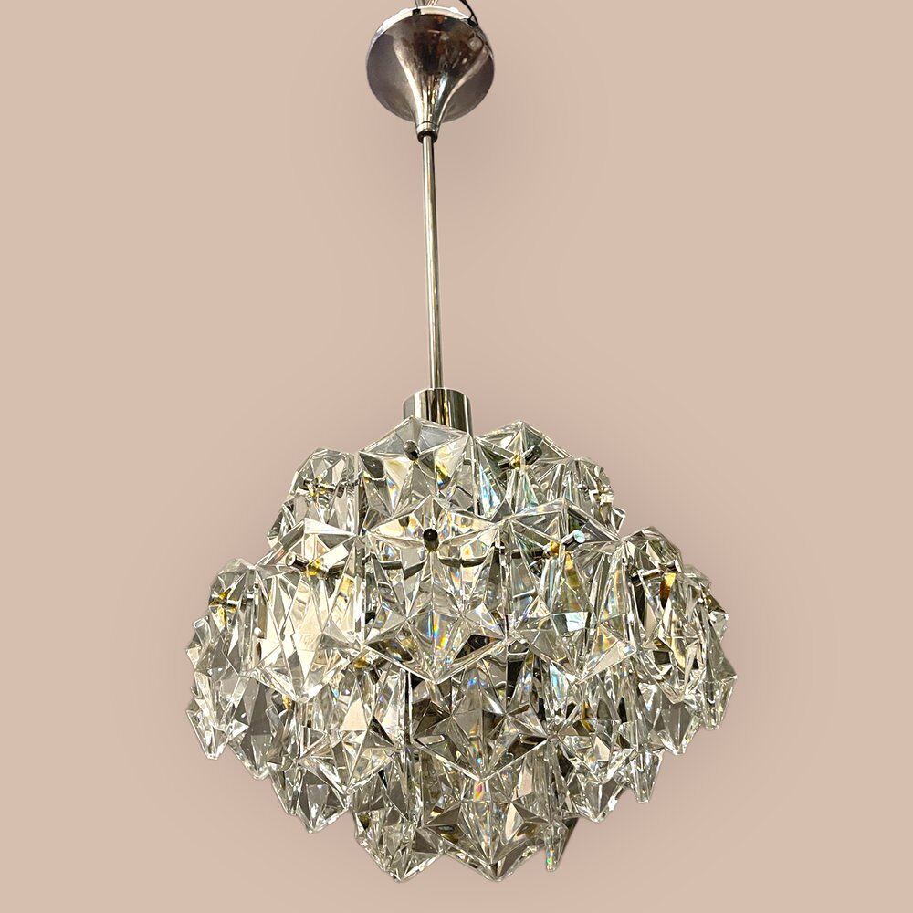 Cut crystal light pendant by kinkeldey, 1970s