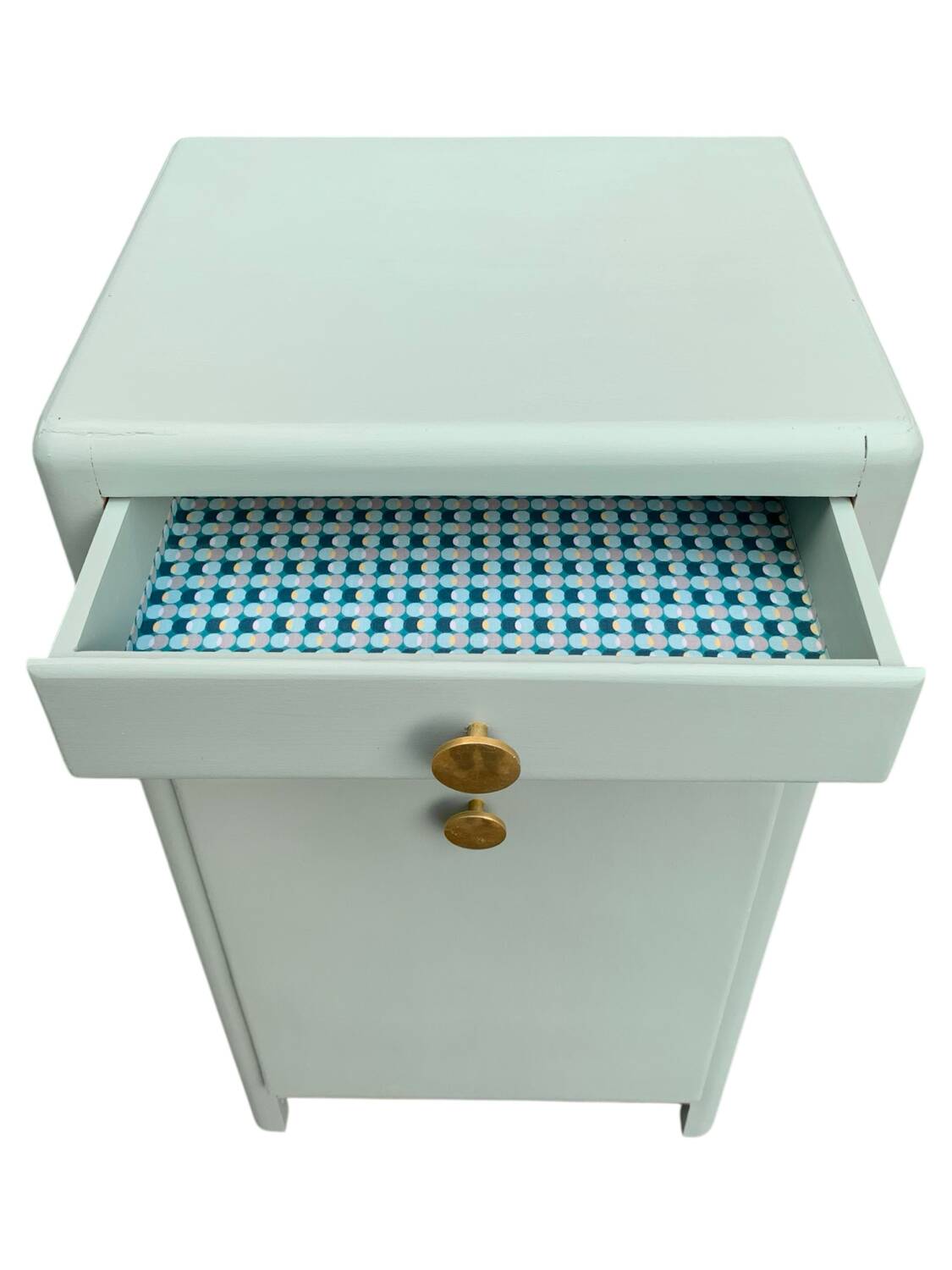 Vintage gray green bathroom chest of drawers