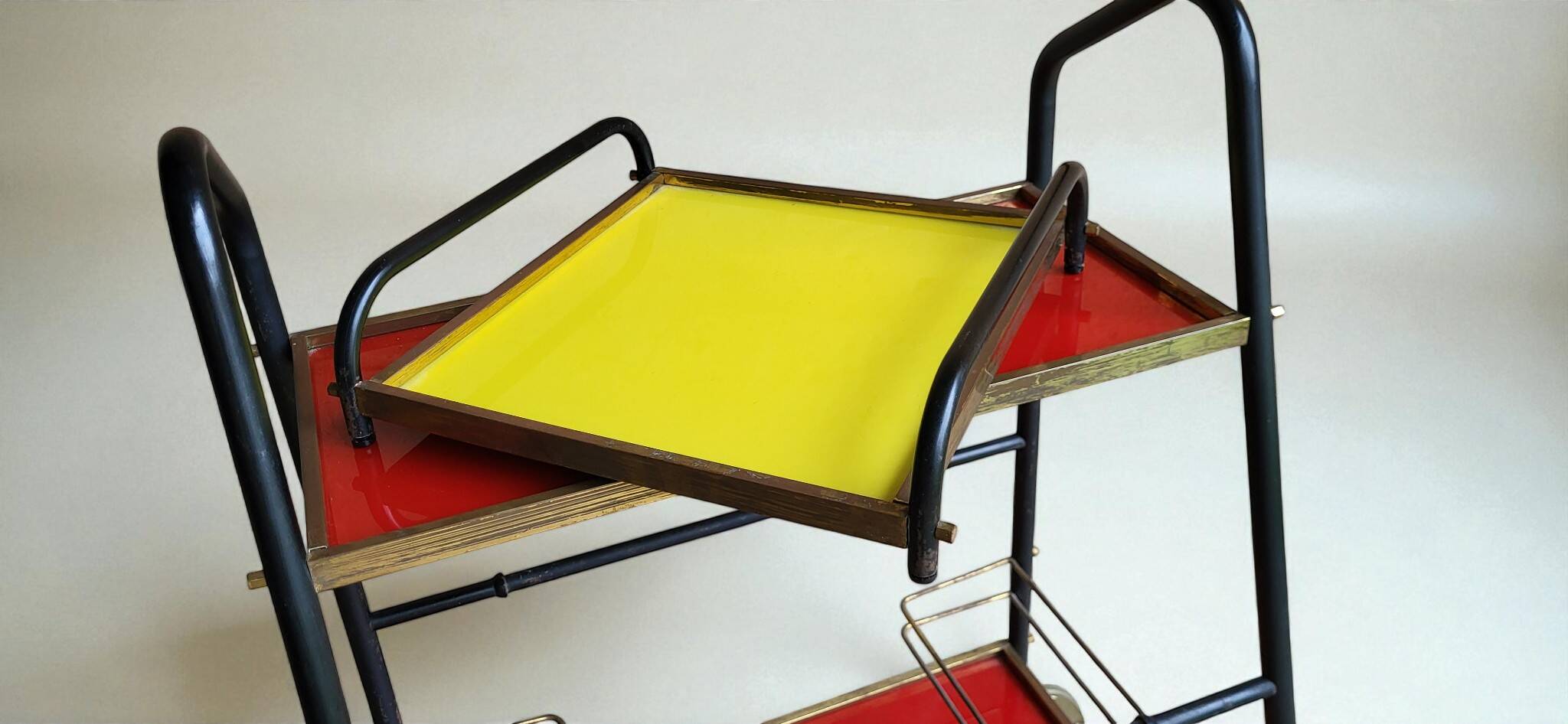 Vintage Bar Serving 1960's Red & Yellow