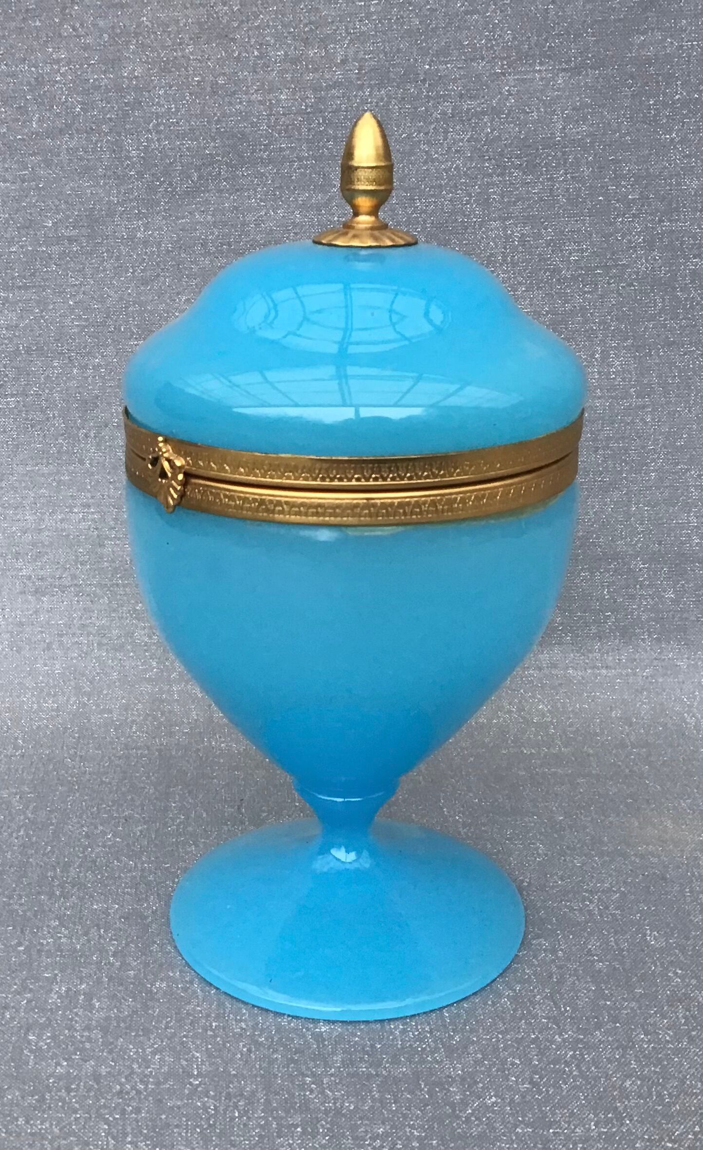 Blue Florentine opaline box gilded metal frame