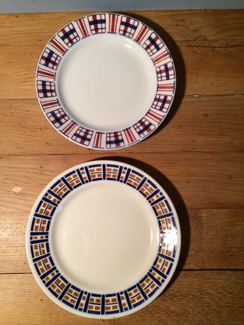 Assortment of blue tones dessert plates
