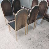 Set of 6 gilded brass chairs from the 1950s
