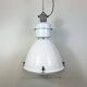 Large White Enamel Industrial Factory Lamp with Glass Cover, 1990s