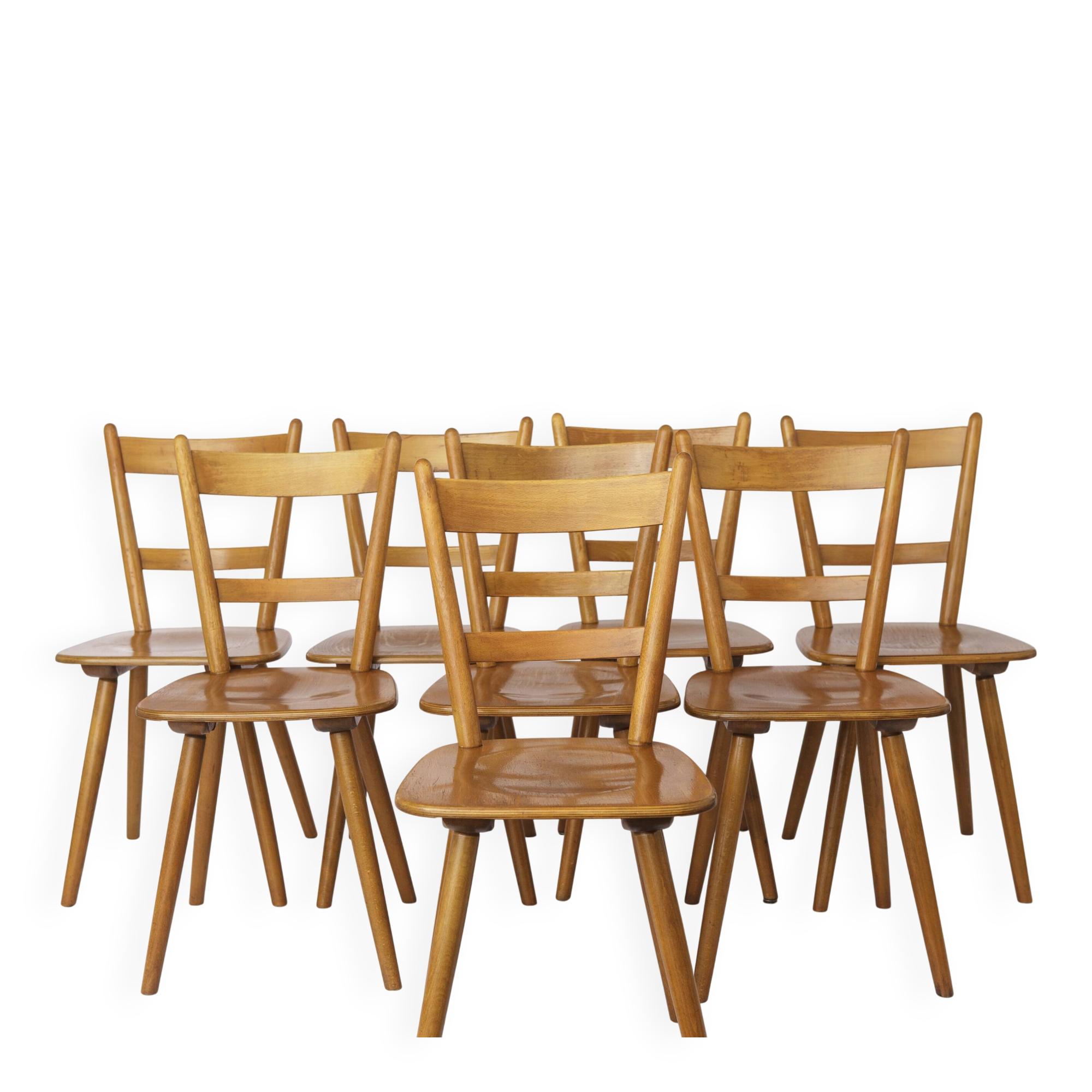 Set of 8 Vintage Tübingen Dining Chairs Schäfer Germany 1960s Mid Century