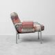 Pair of vintage metal armchairs with multicolour fabric – 1970s