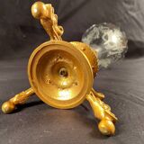 Cornet vase in gilded bronze and engraved crystal