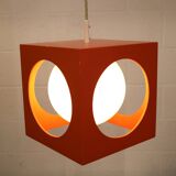 Orange Poker Dice Pendant Lamp - 1970s Space Age Lighting