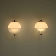Set of 2 rare large globe wall lamps, 1960s Italy.