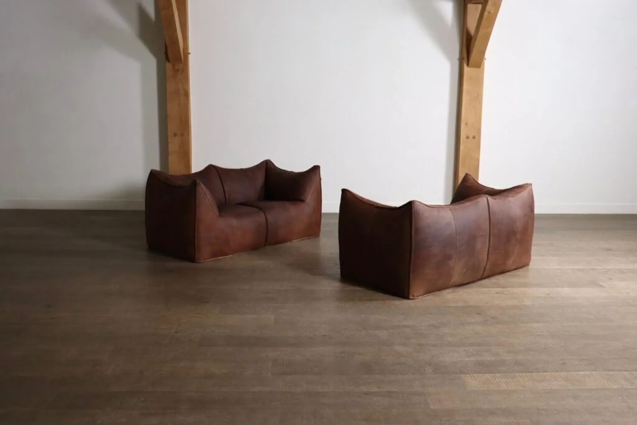 Le Bambole sofa in buffalo leather by Mario Bellini for B&B Italia, 1970s