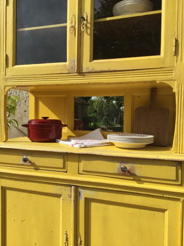 Yellow Parisian glass cabinet