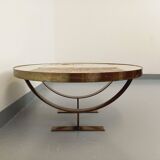 Table basse ronde vintage de Jean Gregorieff pour Roche Bobois des années 60 70 en céramique acier